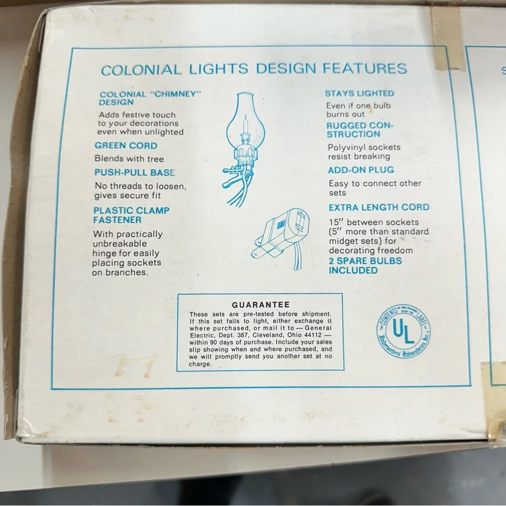 Vintage GE 12 Colonial Christmas Lights Merry Midget Hurricane Light 2 Sets WORK